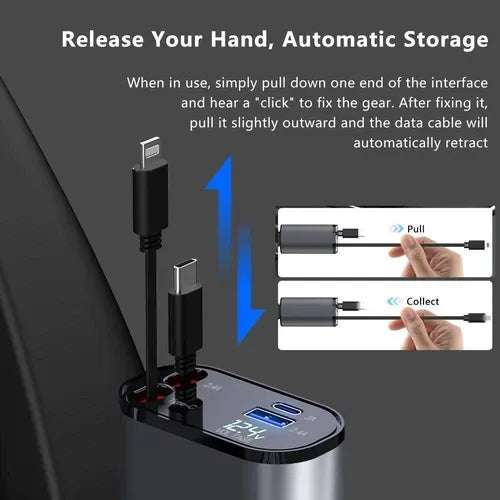 4-in-1 120W RetractCharge Car Charger