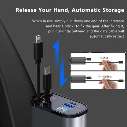 4-in-1 120W RetractCharge Car Charger