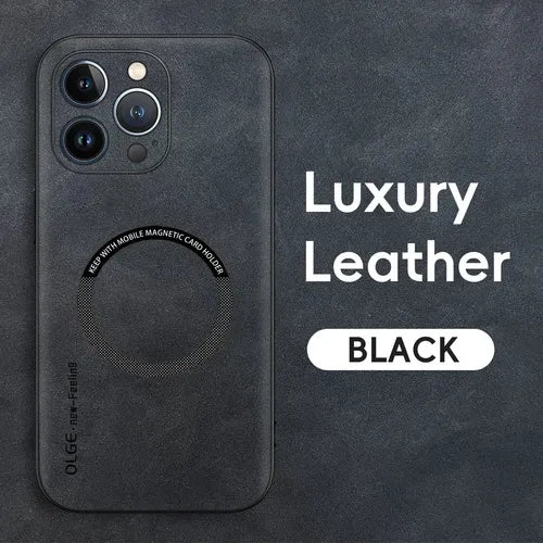 GearWithLove™ Luxury Leather MagSafe Rugged Case for iPhone