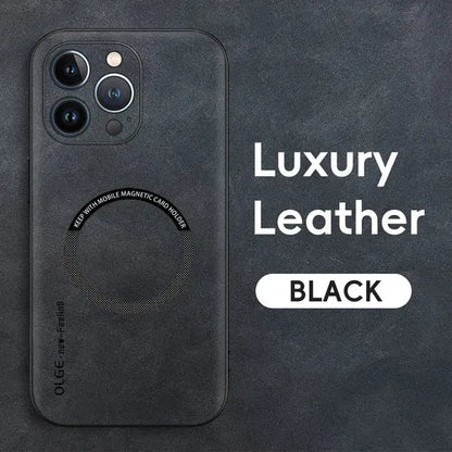 GearWithLove™ Luxury Leather MagSafe Rugged Case for iPhone