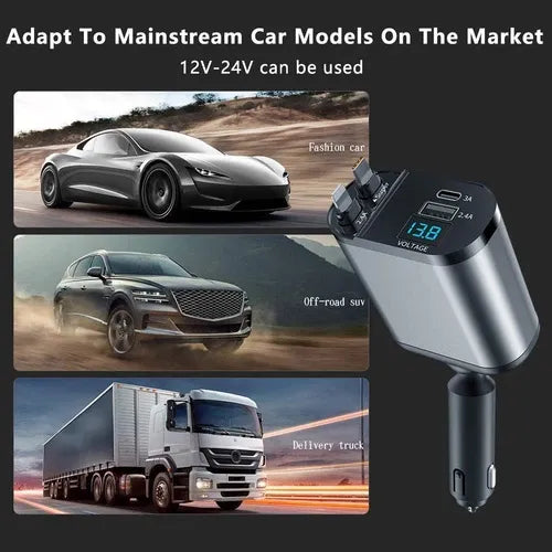 4-in-1 120W RetractCharge Car Charger