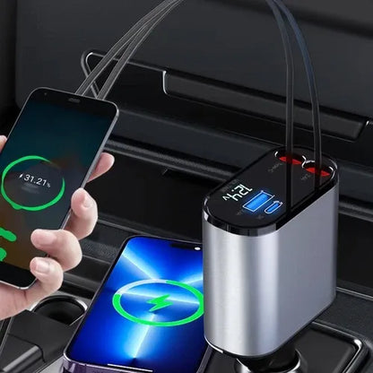 4-in-1 120W RetractCharge Car Charger