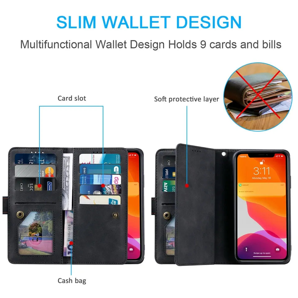 GearWithLove™ Luxury Zipper Wallet Phone Case for iPhone