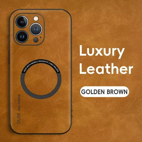 GearWithLove™ Luxury Leather MagSafe Rugged Case for iPhone