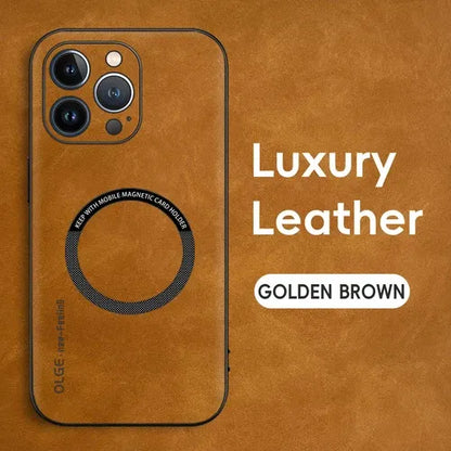 GearWithLove™ Luxury Leather MagSafe Rugged Case for iPhone