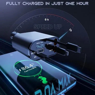 4-in-1 120W RetractCharge Car Charger
