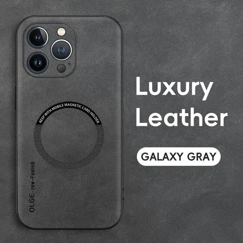 GearWithLove™ Luxury Leather MagSafe Rugged Case for iPhone
