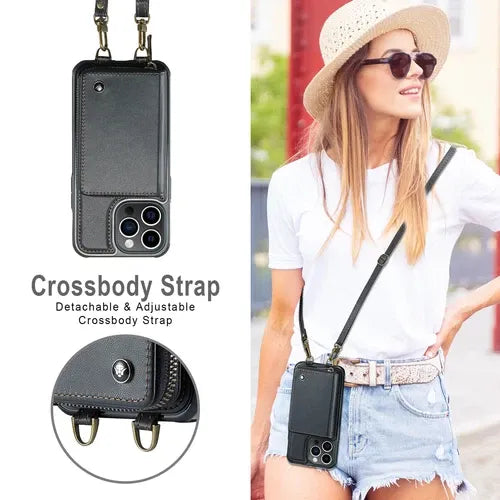 GearWithLove™ Luxury Vintage Leather Crossbody Wallet Case for iPhone
