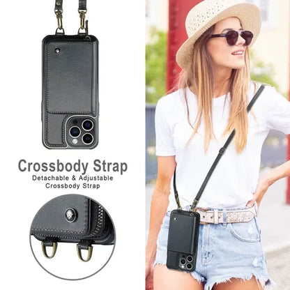 GearWithLove™ Luxury Vintage Leather Crossbody Wallet Case for iPhone