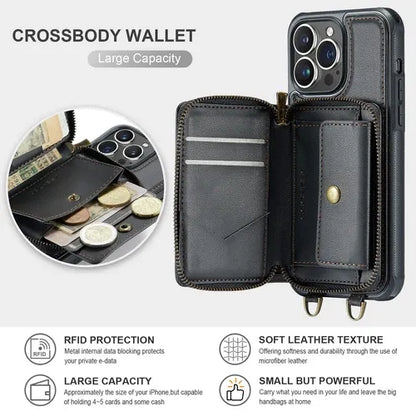 GearWithLove™ Luxury Vintage Leather Crossbody Wallet Case for iPhone