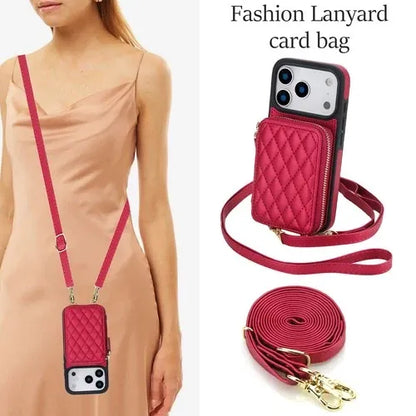 GearWithLove™ Luxury Quilted Crossbody Wallet Case for iPhone