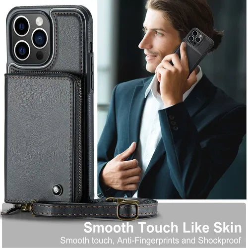 GearWithLove™ Luxury Vintage Leather Crossbody Wallet Case for iPhone