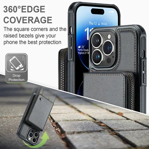 GearWithLove™ Luxury Vintage Leather Crossbody Wallet Case for iPhone