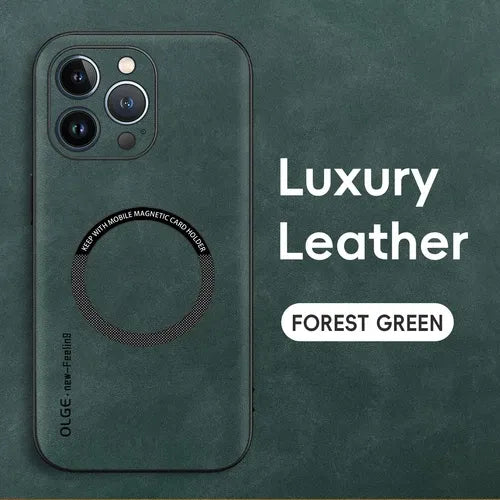 GearWithLove™ Luxury Leather MagSafe Rugged Case for iPhone