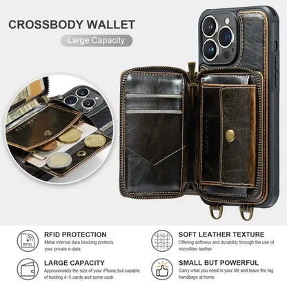 GearWithLove™ Luxury Vintage Leather Crossbody Wallet Case for iPhone