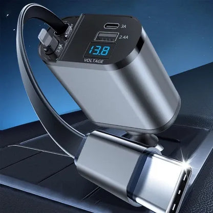 4-in-1 120W RetractCharge Car Charger