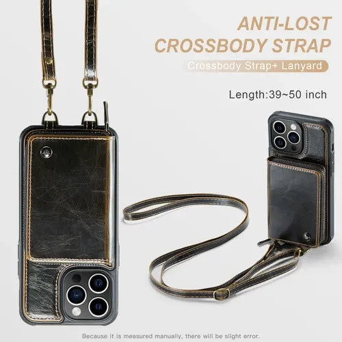 GearWithLove™ Luxury Vintage Leather Crossbody Wallet Case for iPhone