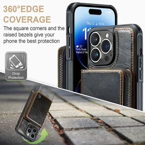 GearWithLove™ Luxury Vintage Leather Crossbody Wallet Case for iPhone