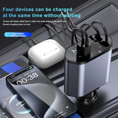 4-in-1 120W RetractCharge Car Charger