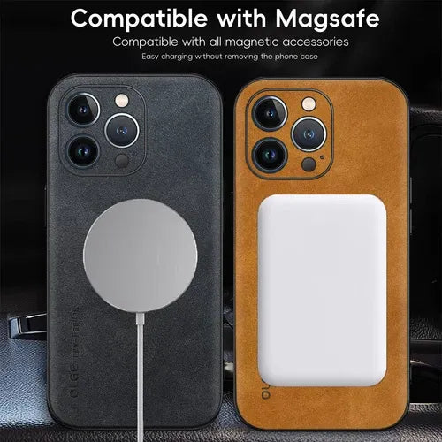 GearWithLove™ Luxury Leather MagSafe Rugged Case for iPhone