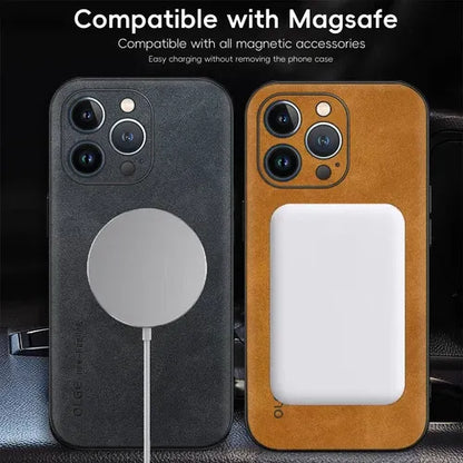 GearWithLove™ Luxury Leather MagSafe Rugged Case for iPhone