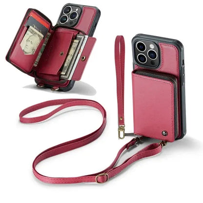 GearWithLove™ Luxury Vintage Leather Crossbody Wallet Case for iPhone