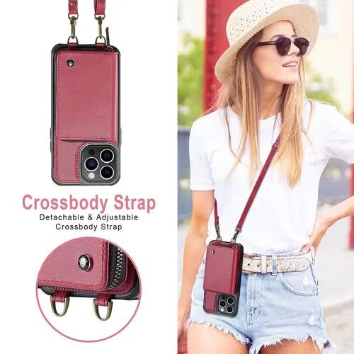 GearWithLove™ Luxury Vintage Leather Crossbody Wallet Case for iPhone