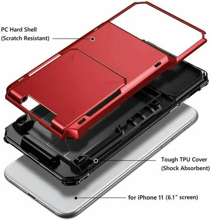 GearWithLove™ Armor Wallet Card Holder Case for iPhone