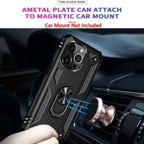 iPhone Military Grade Cover Shockproof Stand + Glass Screen