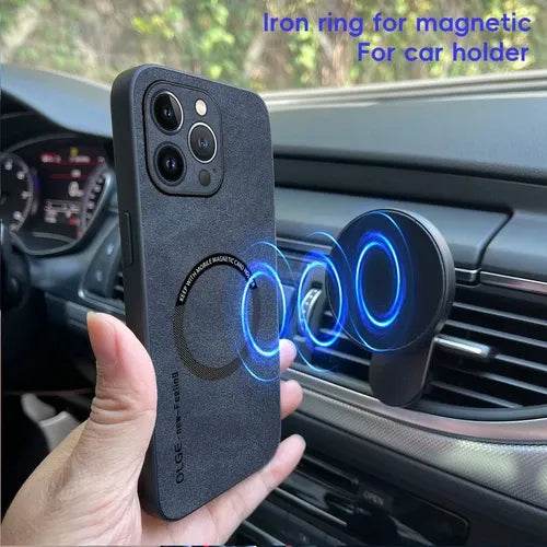 GearWithLove™ Luxury Leather MagSafe Rugged Case for iPhone