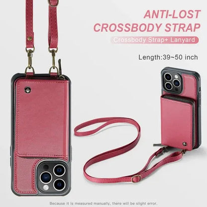 GearWithLove™ Luxury Vintage Leather Crossbody Wallet Case for iPhone