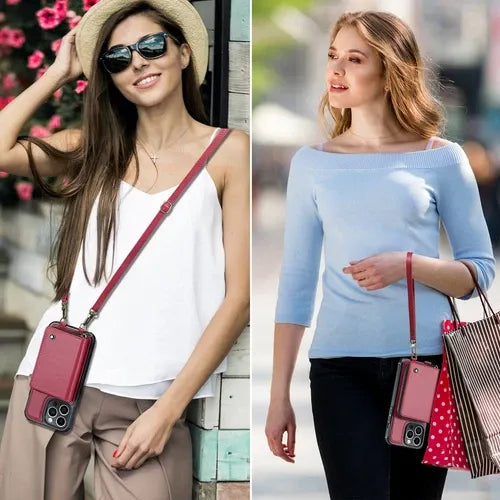 GearWithLove™ Luxury Vintage Leather Crossbody Wallet Case for iPhone