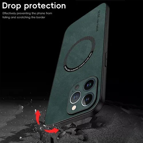 GearWithLove™ Luxury Leather MagSafe Rugged Case for iPhone