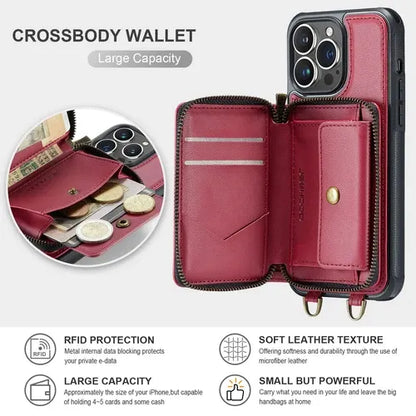 GearWithLove™ Luxury Vintage Leather Crossbody Wallet Case for iPhone