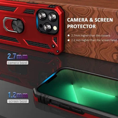iPhone Military Grade Cover Shockproof Stand + Glass Screen