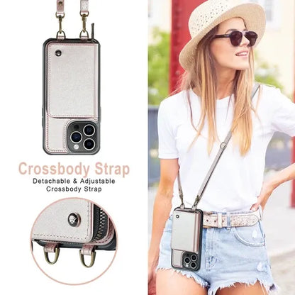 GearWithLove™ Luxury Vintage Leather Crossbody Wallet Case for iPhone