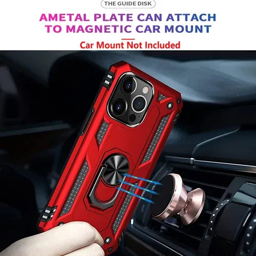 iPhone Military Grade Cover Shockproof Stand + Glass Screen