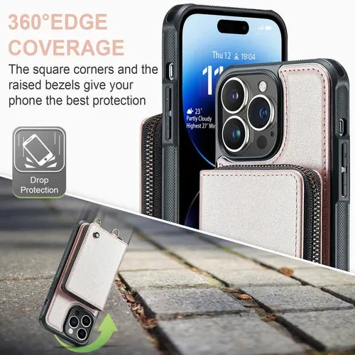 GearWithLove™ Luxury Vintage Leather Crossbody Wallet Case for iPhone