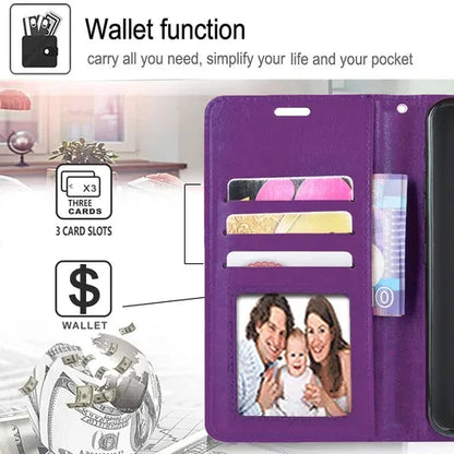 Samsung Wallet Case + Tempered Glass