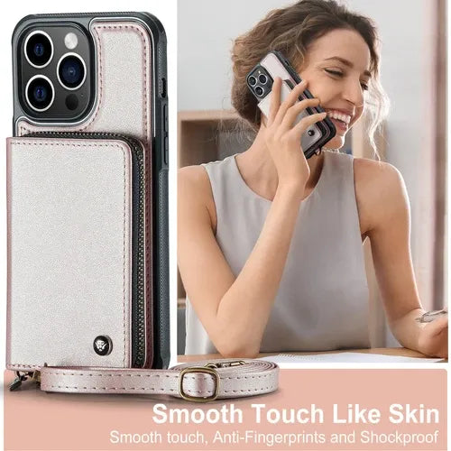 GearWithLove™ Luxury Vintage Leather Crossbody Wallet Case for iPhone