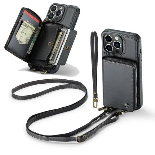GearWithLove™ Luxury Vintage Leather Crossbody Wallet Case for iPhone