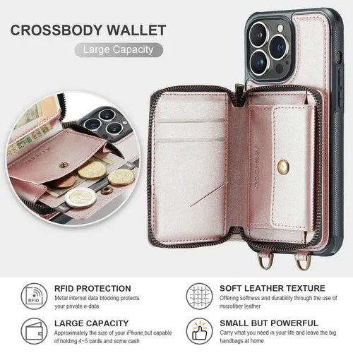 GearWithLove™ Luxury Vintage Leather Crossbody Wallet Case for iPhone