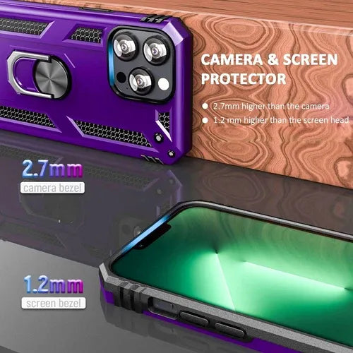 iPhone Military Grade Cover Shockproof Stand + Glass Screen