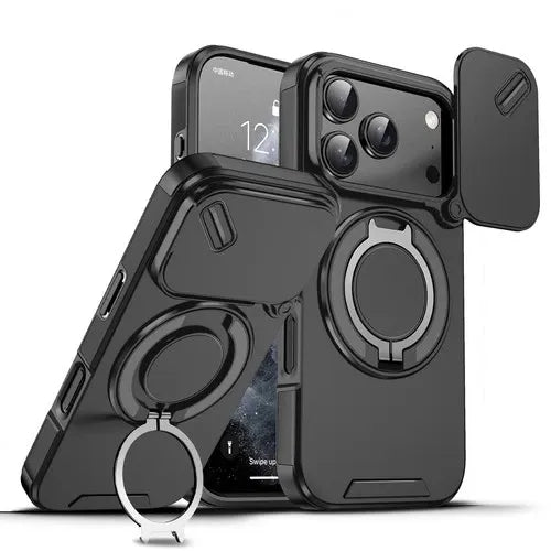 Rugged Magnetic Ring Camera Cover Case for iPhone