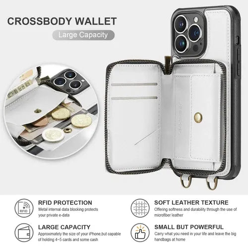 GearWithLove™ Luxury Vintage Leather Crossbody Wallet Case for iPhone