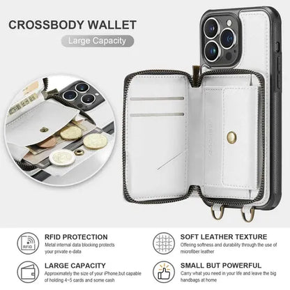 GearWithLove™ Luxury Vintage Leather Crossbody Wallet Case for iPhone