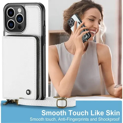 GearWithLove™ Luxury Vintage Leather Crossbody Wallet Case for iPhone