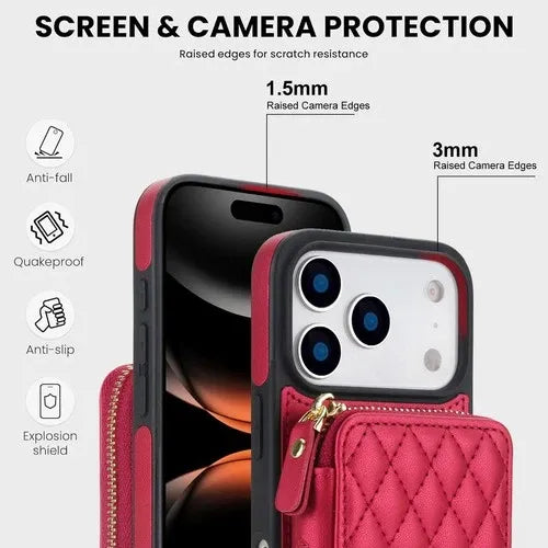 GearWithLove™ Luxury Quilted Crossbody Wallet Case for iPhone