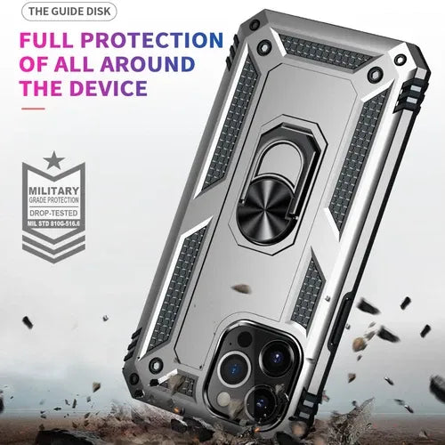 iPhone Military Grade Cover Shockproof Stand + Glass Screen