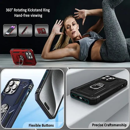 iPhone Military Grade Cover Shockproof Stand + Glass Screen